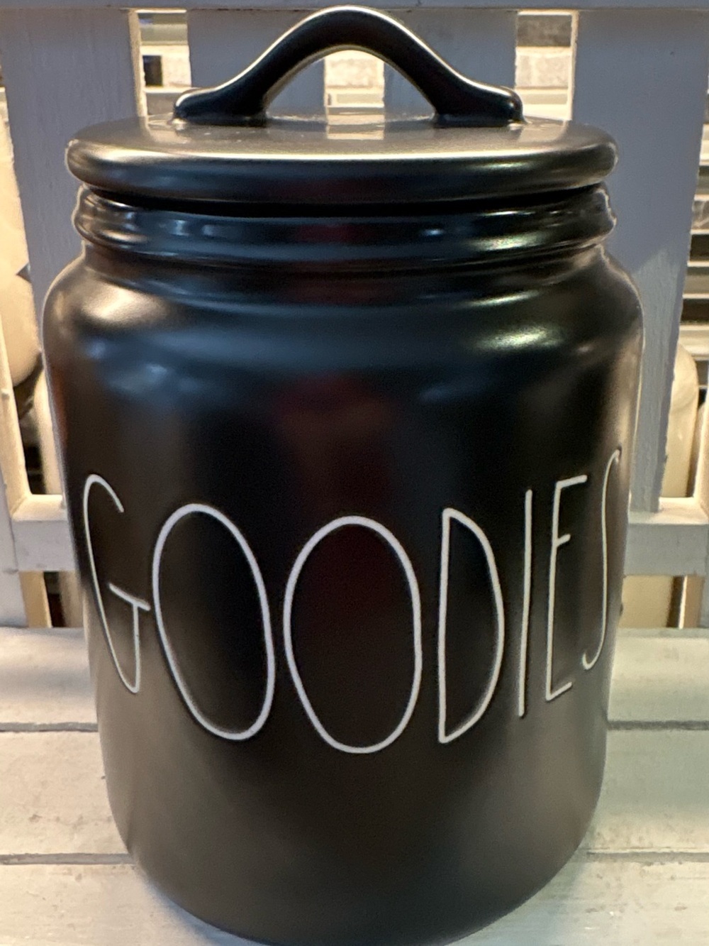 Rae Dunn Black and White Ceramic Canister